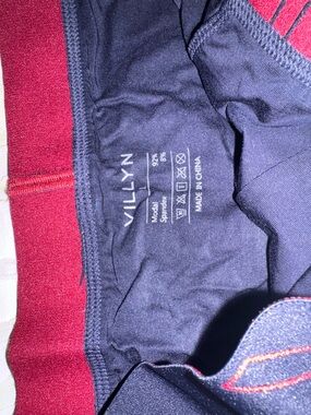 2 pair VILLY Men's Navy Briefs with Burgundy Waistband